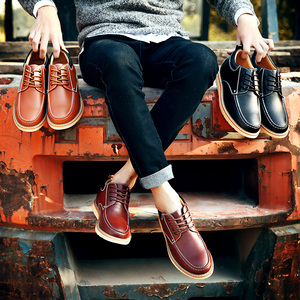 Chaussures habillées plates en cuir véritable pour hommes, décontractées et professionnelles, à lacets, avec semelle extérieure en caoutchouc antidérapante - Product Image 2