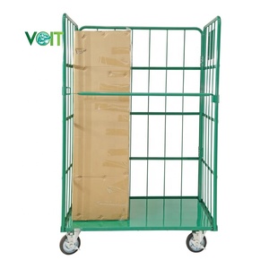 500KG लोड हो रहा है 4 पहिया स्टील Foldable भंडारण तार जाल फूस रोल पिंजरे ट्राली - Product Image 1