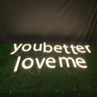 Personnages lumineux à LED personnalisés Boîtes lumineuses publicitaires Panneau d'affichage à mots plats rétroéclairé en acrylique en acier inoxydable Enseigne d'extérieur