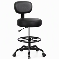 Chaise de bureau en similicuir avec dossier réglable, repose-pieds et roulettes pivotantes pour bureau, bar, salon