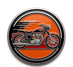 Parche Metálico Redondo Personalizado para Motocicleta, Pin de Esmalte en Relieve, Decoración de PVC Cosida para Bolsos, Sombreros y Ropa - Product Image 1