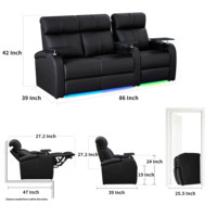 Canapé relax électrique moderne trois places en cuir véritable et bois, zéro gravité, extensible, pour appartement, villa, centre commercial, hôtel, 7 couleurs