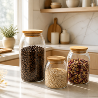 Bocaux en verre transparent de qualité supérieure, pressés à la machine, de qualité alimentaire, utilisés pour le stockage des aliments secs et des assaisonnements