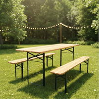 Ensemble de table et chaises pliantes de style campagnard américain en bois massif moderne avec banc pour cour et parc