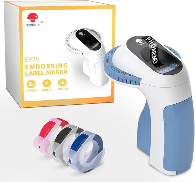 Phomemo E975 3D Vintage Embossed Label Maker Label Printer Embossing Handheld Old School Labeling Machine