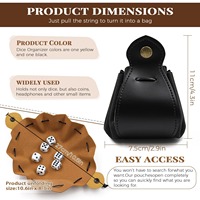 Pochette à dés pliable en cuir PU, sac de rangement multifonctionnel pour dés et bijoux, étui portable pour dés avec cordon de serrage