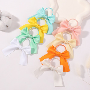 Hàn Quốc rắn <span class=keywords><strong>satin</strong></span> tóc Bow với đuôi dài tóc quan hệ Cô Gái Đàn hồi hairband scrunchies công chúa Ribbon tóc phụ kiện Quà Tặng - Product Image 2