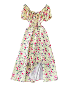 205 verano Sexy <span class=keywords><strong>Split</strong></span> vestido de mujer <span class=keywords><strong>fragmentado</strong></span> flor burbuja manga encaje - Product Image 4