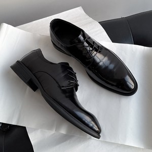 รองเท้าแต่งงานผู้ชายหนังวัวแท้คุณภาพสูง สีดำ หัวแหลม หนังแท้ทั้งคู่ รองเท้าออกซ์ฟอร์ดแบบทางการสำหรับธุรกิจและงานพิธีการ - Product Image 2
