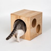 Arbre à chat de luxe en bois massif, tour d'escalade pour chat avec tunnel en forme de dés, villa pour chat toutes saisons pour chats d'intérieur