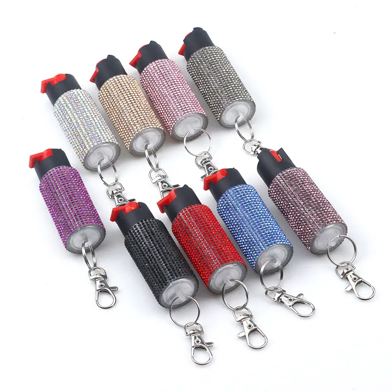 Wholesale new press type women's self-defense supplies key chain girls mini diamond bottle keychain