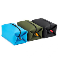 Pochette de toilette en silicone personnalisable, sac de rangement pour salle de bain, trousse de maquillage de voyage multifonction