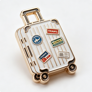 Pin Metálico para Maleta y Pasaporte, Chapado en Oro, Esmalte Duro, Aleación de Zinc, Forma Rectangular, Tema de Viaje - Product Image 3