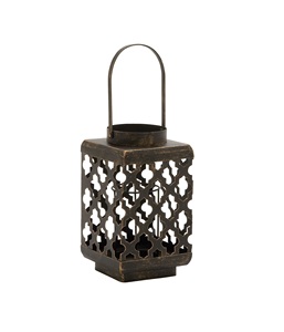 Modern Round Metal <b>Lantern</b> with Glass Panels for Dining Table and Home Decorative Lighting - Product Image 5