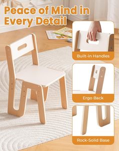 Ensemble <span class=keywords><strong>table</strong></span> et chaise en bois pour tout-petits, 2 chaises réglables en hauteur, pour enfants de 3 à 8 ans, bureau pour enfants, <span class=keywords><strong>table</strong></span> <span class=keywords><strong>multi</strong></span>-<span class=keywords><strong>activités</strong></span> - Product Image 3