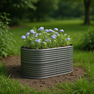 Fioriera Rialzata da Giardino in Acciaio Verniciato a Polvere Grigia, Resistente per Uso Esterno - Product Image 2