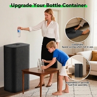 Conteneur de collecte de bouteilles pliable 110L avec couvercle et sac de transport, panier à linge pliable pour la cuisine et la maison