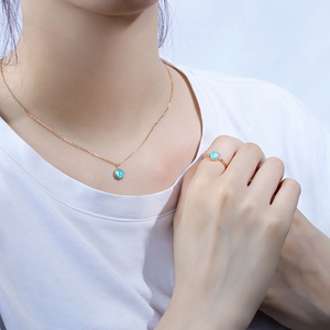 Serie de piedras preciosas Topacio azul Cadena de clavícula Cuentas de piedras preciosas Cristal Piedra natural Geometría cuadrada Collar de turquesa - Product Image 2