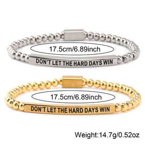 Bracelets en perles pour couple Go2boho, ne laissez pas les jours difficiles gagner, ensemble de bracelets pour lui et elle - Product Image 6