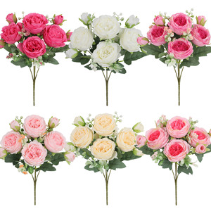 Bouquets de pivoines artificielles, arrangements de fleurs en soie, décoration de mariage et de maison, fabrication chinoise - Product Image 5