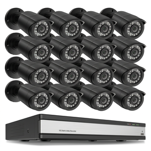 Sistema de Cámaras de Seguridad PoE de 16 Canales y 1080p, 16 Cámaras IP Tipo Bala Negras de 2MP, Audio, Detección Humana por IA, Vigilancia CCTV, Visualización por Aplicación - Product Image 1