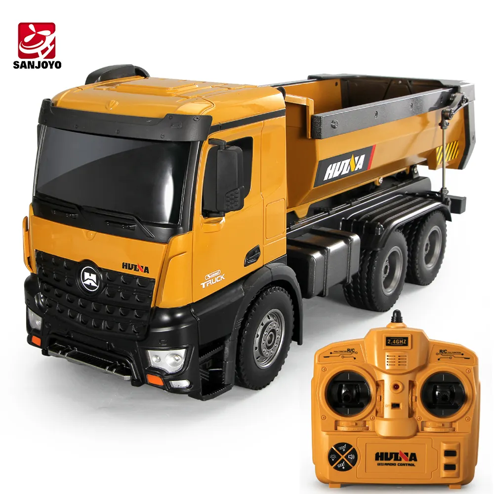 Huina 1573 <span class=keywords><strong>RC</strong></span> Dumping Truck 1/14 2.4GHz 10CH Remote Control Dump Self-Discharging Engineering Truck LED Light <span class=keywords><strong>RC</strong></span> Truck Model