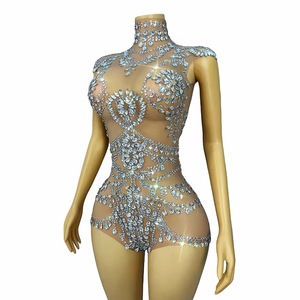 Combinaison en maille de diamant de l'industrie lourde pour la <span class=keywords><strong>danse</strong></span> Tube en acier de gymnastique serré Sexy Latin pour discothèque Bar Performance Hot Dance - Product Image 1