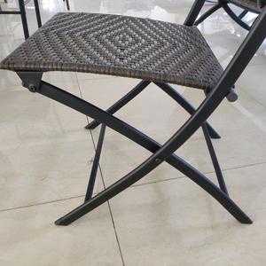 Venta al por Mayor 3PCS <span class=keywords><strong>Bistro</strong></span> mimbre de ratán al aire libre muebles de silla plegable marco de acero de jardín - Product Image 2