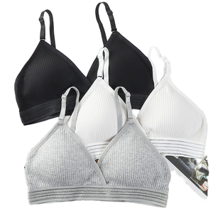 Soutien-gorge push-up sans armatures à bretelles ajustables, sexy, respirant, à motif floral, bonnet 3/4, pour femme, en coton tricoté, style crop top, pour le fitness et le quotidien - Product Image 2