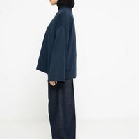 Ensemble de sport long tunique pour femme musulmane, tenue de yoga, hijab voile, vêtements de sport modestes, t-shirt ample en coton bleu marine
