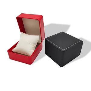 Élégant Simple Fente Rectangle Noir En Cuir PU Cadeau Personnalisé Boîte de <span class=keywords><strong>Montre</strong></span> avec Manchon En Papier Boîte Oreiller - Product Image 4