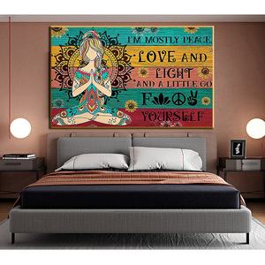Quadro su tela Poster "Peace and Love" Wall Art Cartoon <span class=keywords><strong>stampe</strong></span> soggiorno decorazione pittura Yoga meditazione Wall Art Picture - Product Image 3