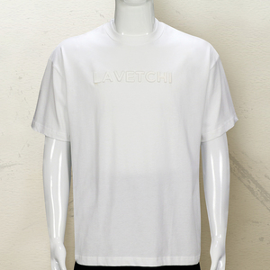 Streetwear 230G T-shirt à manches courtes pour hommes de couleur unie modèle artisanal en relief personnalisé T-shirt unisexe ample - Product Image 3