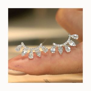 เครื่องประดับแฟชั่นซินฟลาย ทองคำแท้ 18K เพชรธรรมชาติ 0.4 กะรัต ต่างหูแบบขนตา สำหรับสุภาพสตรี - Product Image 1