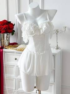 Femmes Sexy dentelle maille fronde chemise de nuit tissé pyjamas sous-vêtements trou décoration demi glisse commerce extérieur Perspective vêtements - Product Image 6