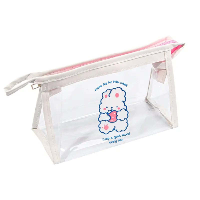 Transparent Pen Bag Simple Storage Stationery Bag Large Capacity Pvc Student Pencil Case Cute Portable Pen Bag