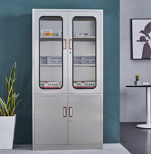 Armoire médicale en acier inoxydable tendance à 2 portes vitrées pour clinique, hôpital, pharmacie, laboratoire avec étagères réglables et serrures sécurisées - Product Image 5