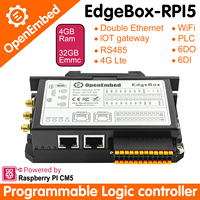 OpenEmbed PLC Programming IoT Gateway Edgebox-RPI5 Raspberry Pi 5 RS485 6DI Controlador Lógico Programable PLC de Control Industrial con WiFi