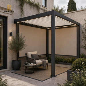 Pergola de lecture silencieuse pour cour 4x4m avec 2 écrans ZIP d'intimité, auvent en aluminium monté en coin RK-C1 - Product Image 5