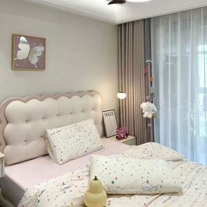 Lit de repos moderne minimaliste en bois massif couleur crème |   Coussin confortable et réglable en coton, design rond, taille standard, pour chambre de filles - Product Image 4