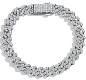 Collier chaîne cubaine 8 mm en argent 925 certifié, avec fermoir boîte, moissanite à feu intense, coupe idéale, style Club Essential, certifié Gender-Fluid - Product Image 3