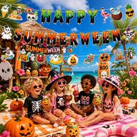 Décorations de fête d'Halloween pour l'été, Bannière Happy Summerween, Décorations de fête Summerween, Fournitures pour fête hawaïenne à la plage et à la piscine