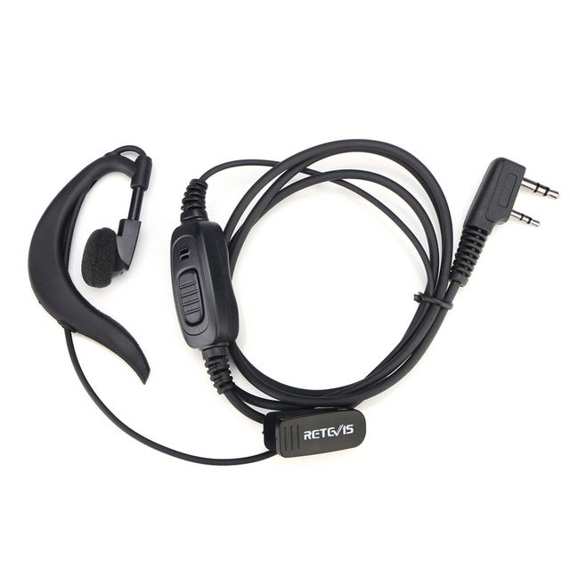 Retevis EEEK005 Wired Earhook Earpiece PTT Button Collar Clip Music Headphones for Two-Way Radio Compatible Retevis RT5R Baofeng