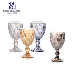 Goblet de vidro colorido padrão 300ml, vidro tintado de 10-11oz, vidro de vinho com cores de galvanoplastia personalizadas