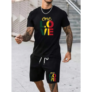 Customized Pattern Regular Fit Quick Dry Polyester Custom Logo Running Men'S Shorts And T-Shirt <b>Set</b> For Men For Gym - Product Image 3