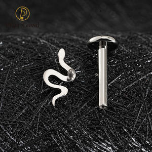 <span class=keywords><strong>Mini</strong></span> Serpiente Helix Tragus Conch, Pendiente Clásico con Rosca Interna, Espalda Plana, Labret, Piercing de Labio, Joyería, 16G - Product Image 3