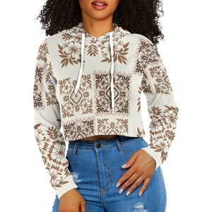 <span class=keywords><strong>Felpa</strong></span> con l'ombelico di alta qualità stampata su richiesta per donne <span class=keywords><strong>felpa</strong></span> Casual con cappuccio in tessuto hawaiano su misura - Product Image 1