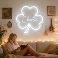 Enseigne néon personnalisée trèfle porte-bonheur Neonawall, lumière LED acrylique à intensité variable pour demande en mariage, décoration murale de chambre, fête de mariage, cadeau surprise