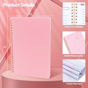 Planificateur hebdomadaire non daté A5, carnet à spirale avec design rose et doré, papier épais 100 g/m² anti-transparence, suivi des lignes directrices de projet - Product Image 3