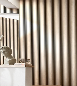 Sang trọng hiện đại 10 mét Độ dày gỗ rắn Veneer âm thanh tấm Tường phổ biến nhất sợi polyester tường bảng từ nhà sản xuất - Product Image 1